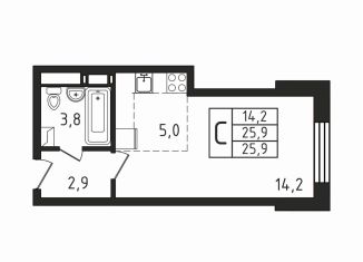 Продам квартиру студию, 25.9 м2, деревня Пирогово, ЖК Пироговская Ривьера, улица Ильинского, 8к1