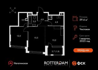 Продажа 2-комнатной квартиры, 59.6 м2, Москва, Варшавское шоссе, 37Ак3