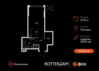 Однокомнатная квартира на продажу, 32.8 м2, Москва, Варшавское шоссе, 37Ак3, район Нагатино-Садовники