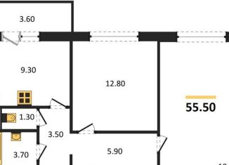 Продается 2-комнатная квартира, 55.5 м2, посёлок Садовый