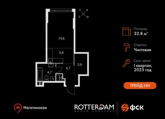 Продажа квартиры студии, 32.8 м2, Москва, Варшавское шоссе, 37Ак3