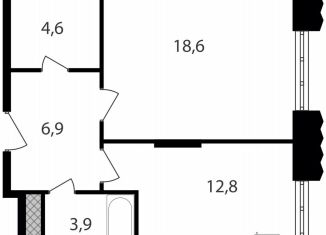 Продам однокомнатную квартиру, 46.8 м2, Москва