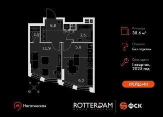 Продам 2-ком. квартиру, 38.6 м2, Москва, район Нагатино-Садовники, Варшавское шоссе, 37к4