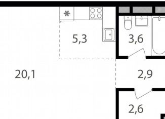 Продам квартиру студию, 34.5 м2, Москва