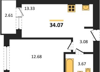 Продаю 1-комнатную квартиру, 34.1 м2, Калининград, Московский район