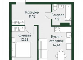 Однокомнатная квартира на продажу, 40.3 м2, Челябинская область, Спортивная улица, 12