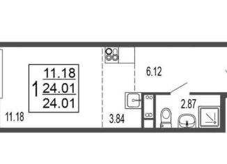 Продам квартиру студию, 24 м2, Лыткарино, 6-й микрорайон, 15Д