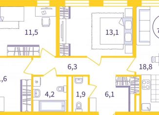 Продажа 3-ком. квартиры, 75 м2, Екатеринбург, Октябрьский район