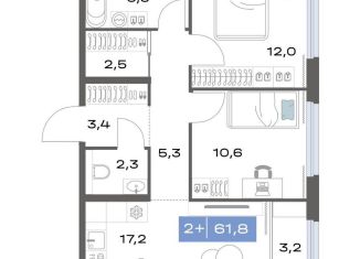 Продажа двухкомнатной квартиры, 61.8 м2, Екатеринбург, метро Чкаловская