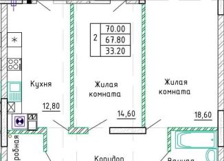 Продаю двухкомнатную квартиру, 69.7 м2, Калининград, Ленинградский район, Орудийная улица, 38В