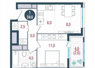 Однокомнатная квартира на продажу, 39 м2, Москва, метро Южная, Кавказский бульвар, 51