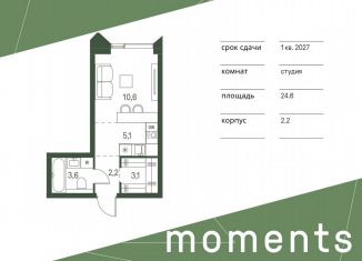 Продаю квартиру студию, 24.6 м2, Москва, метро Войковская, жилой комплекс Моментс, к2.2