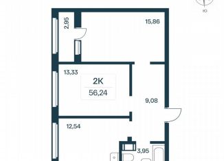 2-ком. квартира на продажу, 55.8 м2, городской посёлок Янино-1, Цветной бульвар, 10к1