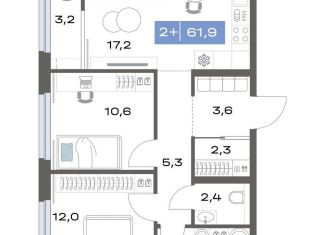 2-комнатная квартира на продажу, 61.9 м2, Екатеринбург, метро Чкаловская, улица Академика Парина, 11с1