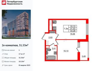 Продается 1-комнатная квартира, 31.5 м2, деревня Новосаратовка