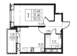 Продается однокомнатная квартира, 33.1 м2, Колпино, ЖК Новое Колпино, улица Севастьянова, 32к4