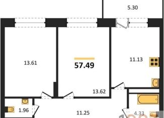 2-комнатная квартира на продажу, 57.5 м2, Воронеж, Московский проспект, 66