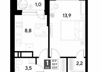 Продается 1-ком. квартира, 33.9 м2, Омск