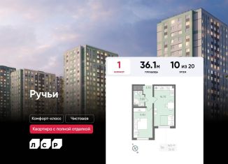 Продам 1-комнатную квартиру, 36.1 м2, Санкт-Петербург, ЖК Ручьи