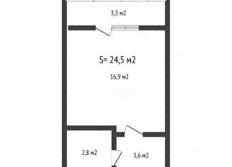 Продажа квартиры студии, 24.5 м2, Краснодар, улица Лётчика Позднякова, 2к17, Прикубанский округ