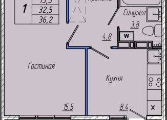 Продам 1-комнатную квартиру, 36.2 м2, Кемерово, Притомский проспект, 30Б, Центральный район