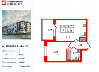 Продается 1-ком. квартира, 31.8 м2, Санкт-Петербург, муниципальный округ Пулковский Меридиан