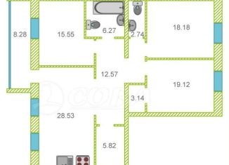 Продается 3-комнатная квартира, 116.1 м2, Тюмень, улица Тимофея Кармацкого, 9к1, ЖК Ария