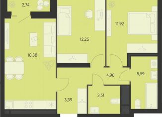 Продается 2-комнатная квартира, 61.4 м2, Екатеринбург, метро Чкаловская