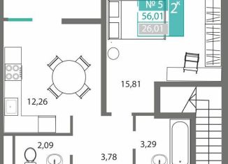 Продаю двухкомнатную квартиру, 56 м2, Симферополь