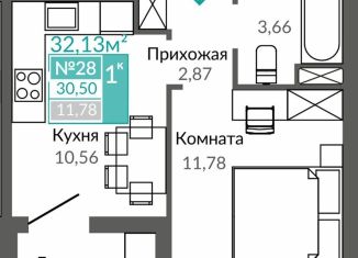 Продам 1-ком. квартиру, 30.5 м2, Симферополь