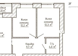 Продается двухкомнатная квартира, 54.2 м2, Тольятти