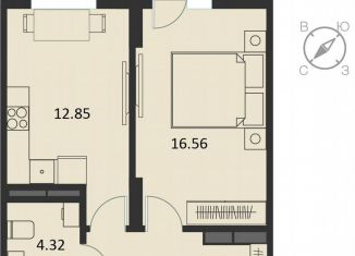 Продается 1-комнатная квартира, 42.8 м2, Курск, Хуторская улица, 33