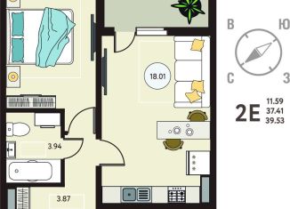 Продажа 1-комнатной квартиры, 39.5 м2, Липецк