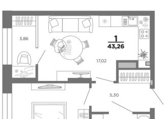 Продается 1-ком. квартира, 41.3 м2, Рязань