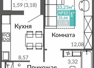 Продаю 1-ком. квартиру, 31.7 м2, Симферополь