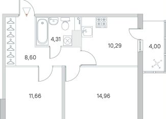 Продается 2-комнатная квартира, 50.2 м2, Ленинградская область, Ясная улица, 15