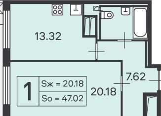 Однокомнатная квартира на продажу, 47.1 м2, Москва, Профсоюзная улица, 60к1, Обручевский район