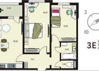 Продается 2-ком. квартира, 61.7 м2, Липецк