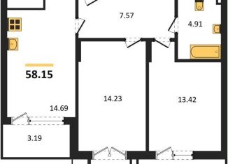 Продаю 2-ком. квартиру, 58.2 м2, поселок Малое Исаково