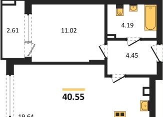 Однокомнатная квартира на продажу, 40.6 м2, Калининград, Батальная улица, 65Б, Московский район