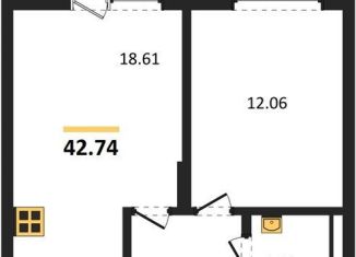 Однокомнатная квартира на продажу, 42.7 м2, поселок Малое Исаково