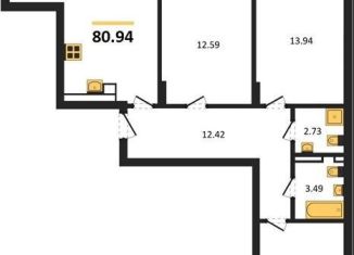 Продам трехкомнатную квартиру, 80.9 м2, Калининград, Батальная улица, 65Б, Московский район