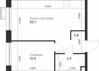 Продается однокомнатная квартира, 38.8 м2, посёлок Газопровод, посёлок Газопровод, 13с7