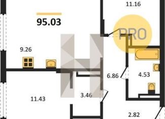 Продается трехкомнатная квартира, 95 м2, Новосибирск, Кедровая улица, с45к1