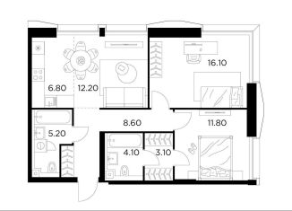 Продается 3-комнатная квартира, 67.8 м2, Москва, метро Водный стадион