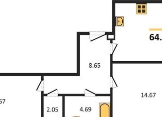 Продается двухкомнатная квартира, 64.8 м2, Калининград, улица Куйбышева, 84