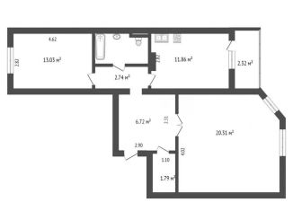 Продается 2-ком. квартира, 60.3 м2, Калуга, Хрустальная улица, 44к2, Октябрьский округ