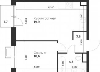 Продается 1-ком. квартира, 38.8 м2, посёлок Газопровод, посёлок Газопровод, 2