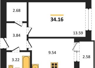 Продается однокомнатная квартира, 34.2 м2, Калининград