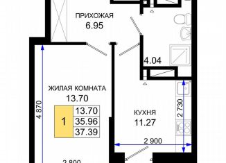 Продается 1-комнатная квартира, 37.4 м2, Ростов-на-Дону, Элеваторный переулок, 6/3